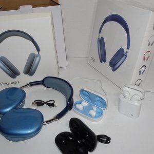 A LOT OF 5 BLUETOOTH HEADSET AND EAR BUDS